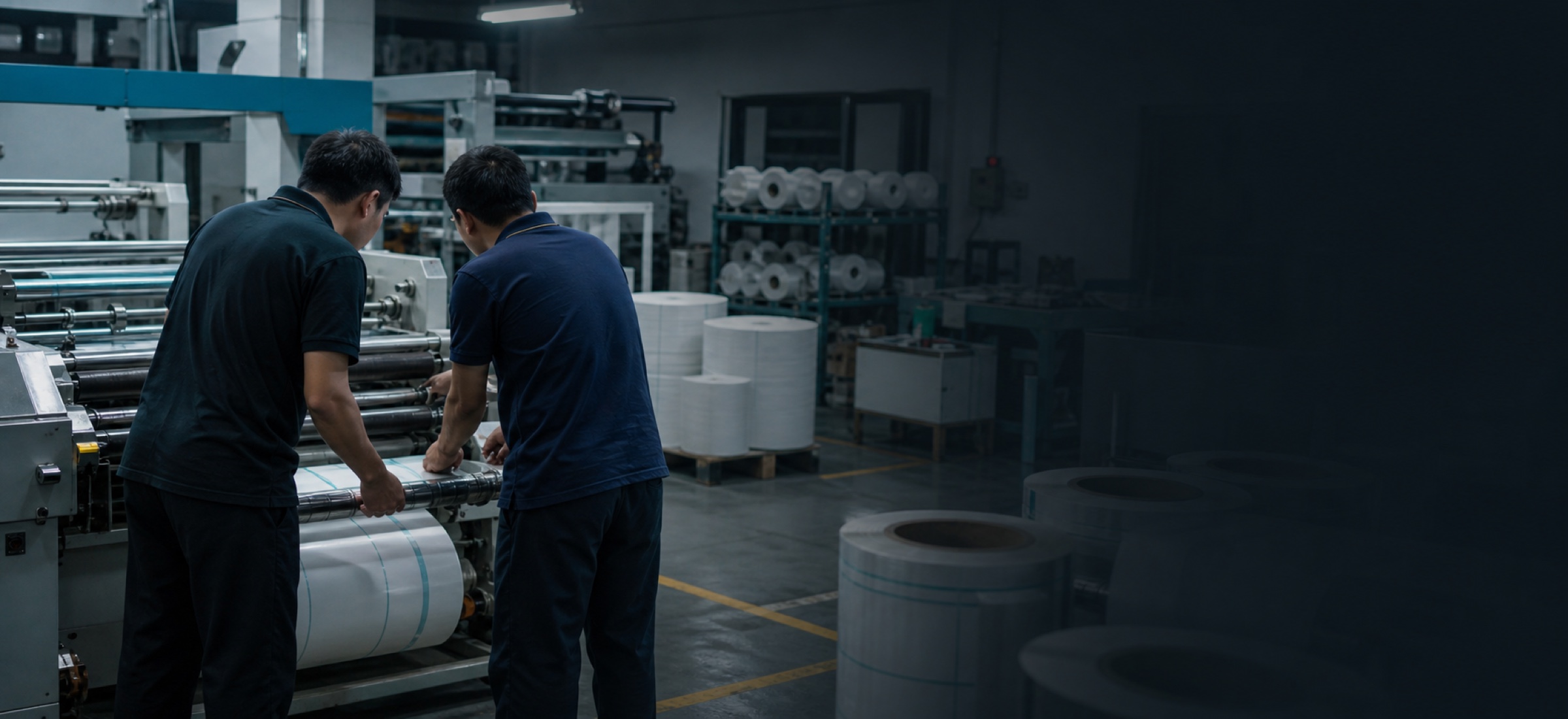 Two people examining a part-finished job together on the workshop floor