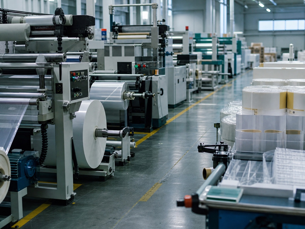 Wide view of a printing hall in use
