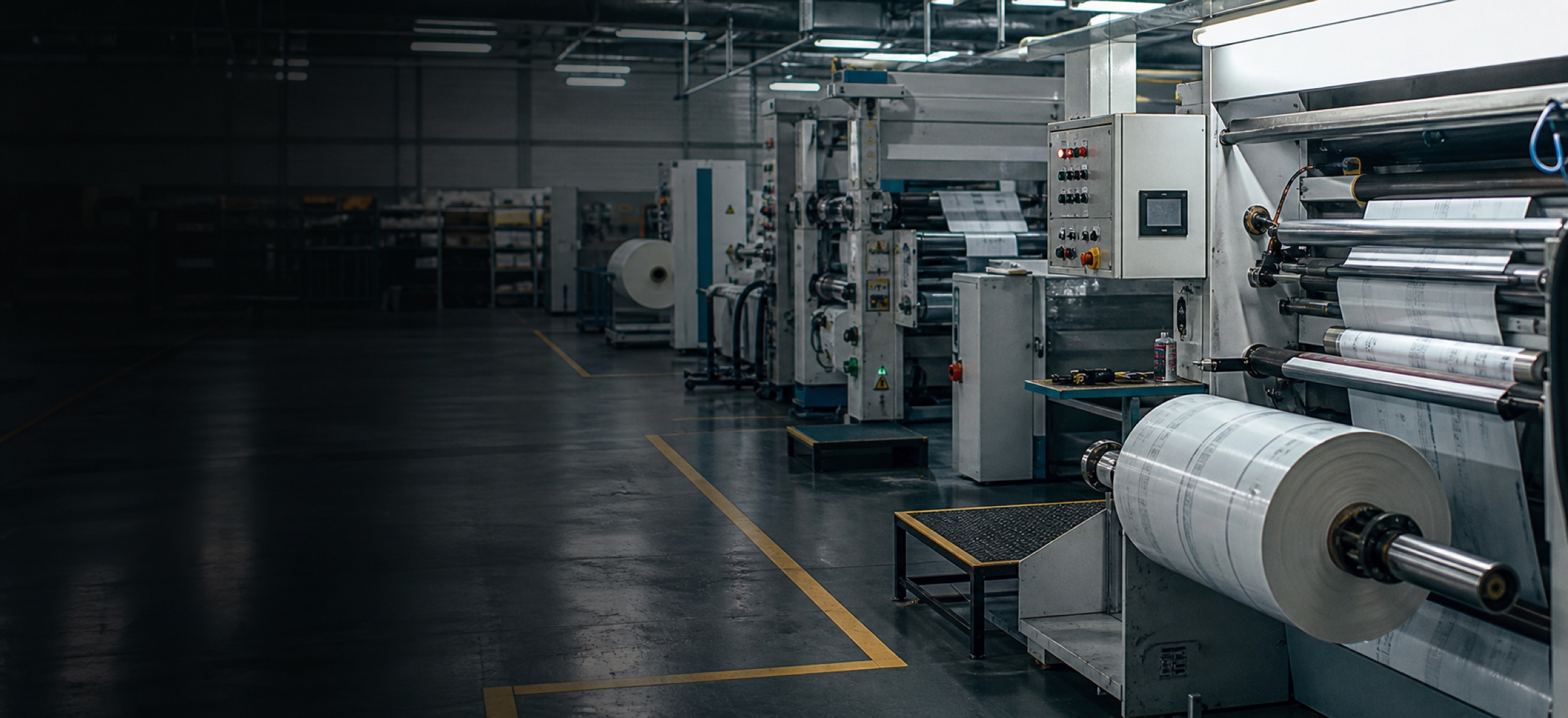 A clearly zoned working floor inside a converting plant