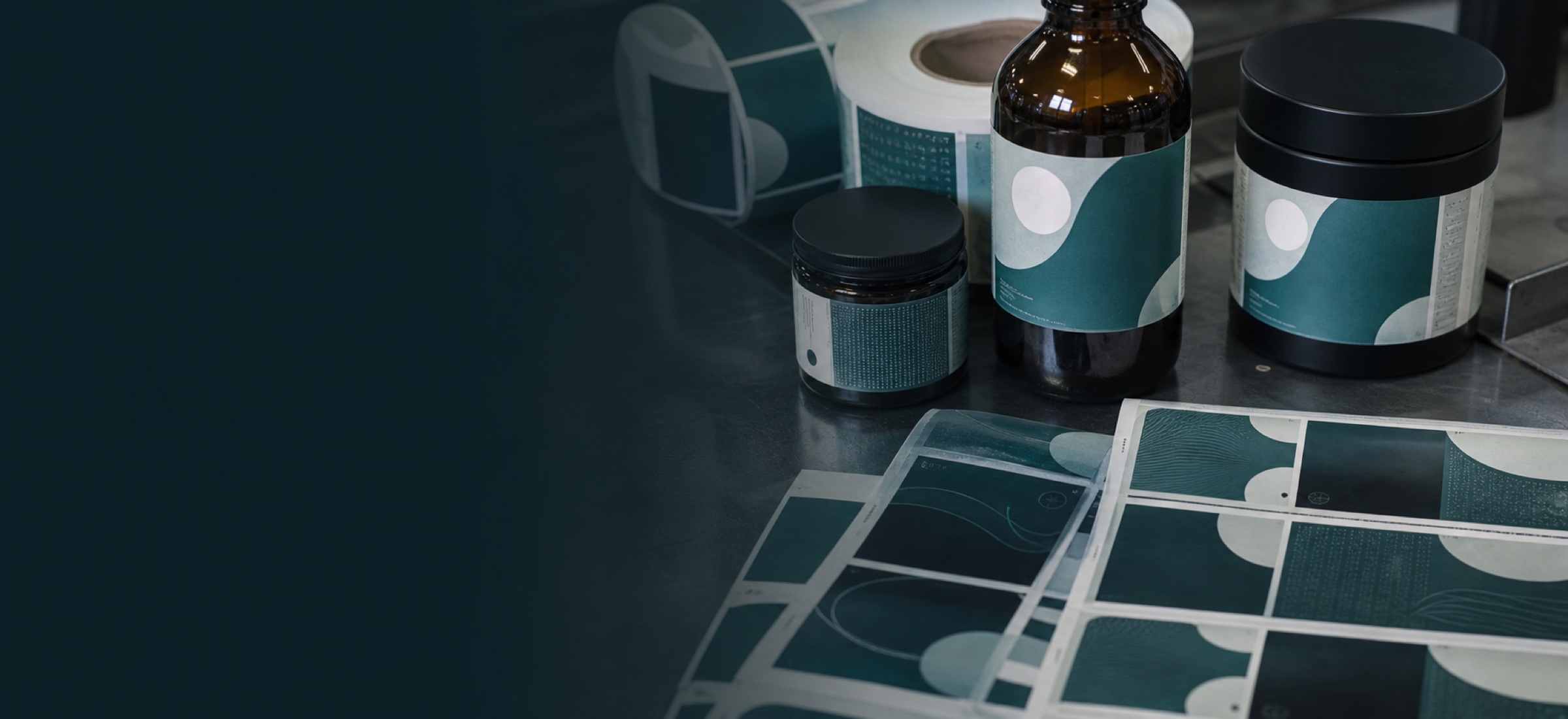 Sample labels applied to actual bottles and jars on a sampling bench