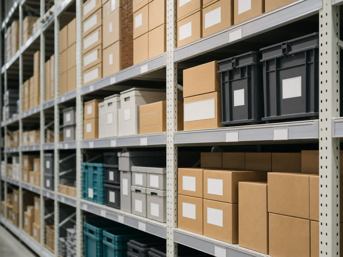 Goods lined up on retail shelving